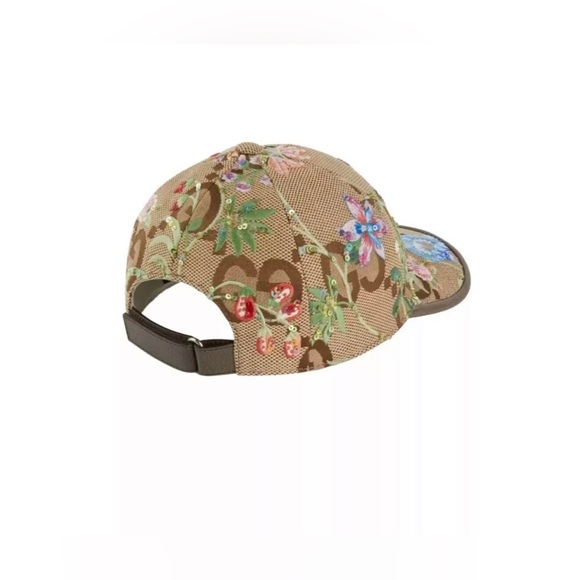 💎 GUCCI HAT JUMBO CANVAS GG BASEBALL WITH FLORAL EMBROIDERY. 7018453HAJM2584 - Picture 3 of 4